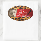 Michelle Leopard Fotofeestje Wijn Ovaal Ovale Sticker (Tas)