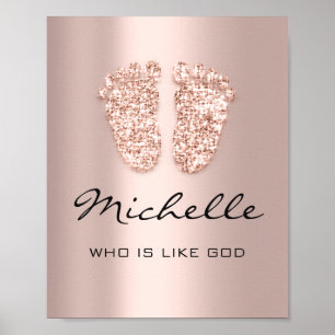 Michelle Name Betekenis nieuwe baby Feet Roos Gift Poster