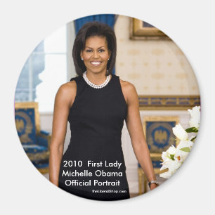 Michelle Obama Officieel portret 2010 Round Magnet Magneet