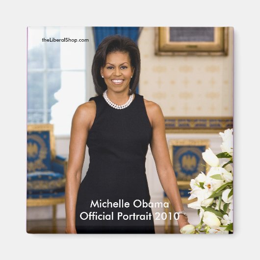 Michelle Obama Officiële Portret Square Magnet Magneet (Voorkant)