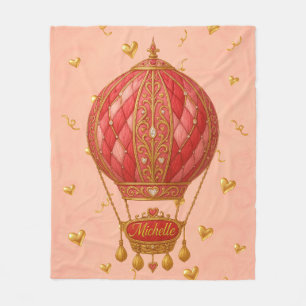 Michelle Persoonlijke Roze Hart Ballon Dekken Fleece Deken