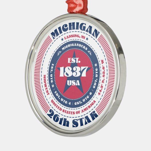 Michigan 26e staat kerstversiering metalen ornament (Links)