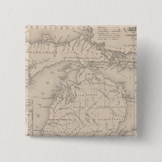 Michigan 9 vierkante button 5,1 cm (Voorkant)