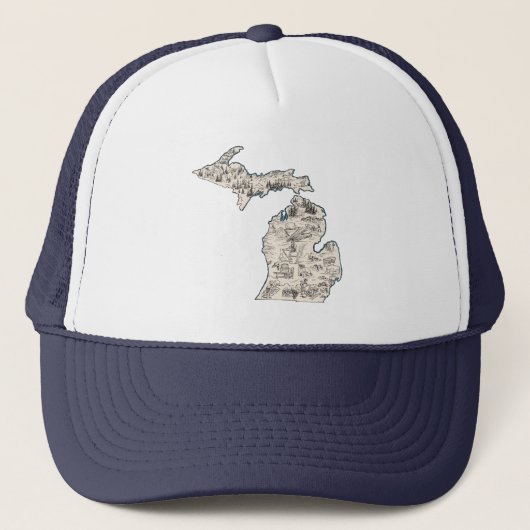 Michigan Afbeelding Map Baseball Style Trucker Pet (Voorkant)