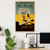 Michigan Art Month American Vintage WPA Poster (Bureau à domicile)