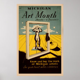 Michigan Art Month American Vintage WPA Poster