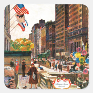 Michigan Avenue, Chicago door John Falter Vierkante Sticker