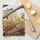 Michigan Barn in de Herfst - dubbelprint Theedoek (Quarter Fold)