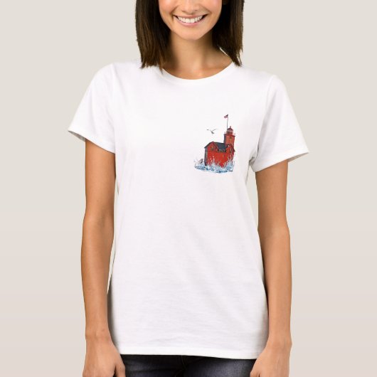 Michigan Big Red Lighthouse T-shirt (Voorkant)