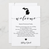 Michigan bruiloft welkomstbrief en reisschema Kaar Programma (Voorkant / Achterkant)