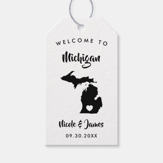 Michigan bruiloft welkomsttas Labels, kaart Cadeaulabel (Voorkant)