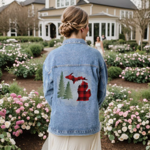 Michigan Buffalo Plaid Denim jas voor dames Jacket