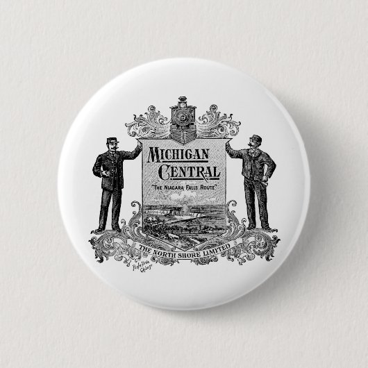  MICHIGAN CENTRALE RAILWEGLOGO RONDE BUTTON 5,7 CM (Voorkant)