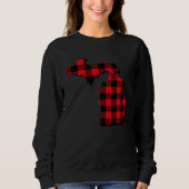 Michigan Christmas Red Plaid State map Sweatshirt (Devant)