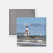 Michigan City East Pier & Bkw Lights aimant (Recto/Verso)