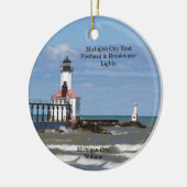 Michigan City East Pier & Bkw Lights Keramisch Ornament (Links)
