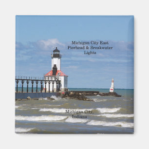 Michigan City East Pier & Bkw Lights magnet Magneet
