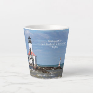 Michigan City East Pierhead & Bkw Lights latte mug