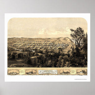 Michigan City, IN Panorama Map - 1869a Poster