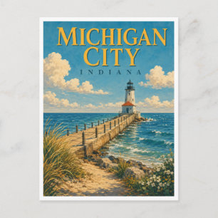 Michigan City Indiana East Pierhead GeoSaga Briefkaart