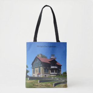 Michigan City Lighthouses over de hele canvas tas