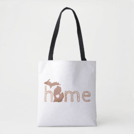 Michigan Copper State Silhouette met Home Text Draagtas