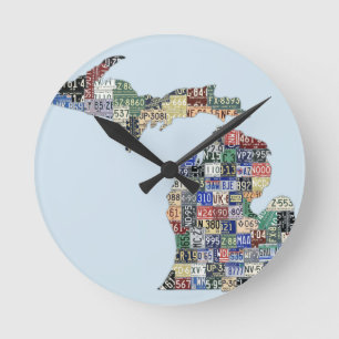 Michigan Counties Licence Plate Art Wall Horloge