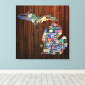 Michigan Counties License Plate Map Toile envelopp (Insitu (Plancher de Bois))