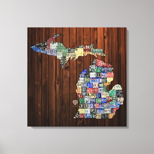 Michigan County's Licentie Bord Kaart Verpakt Canv Canvas Afdruk (Voorkant)