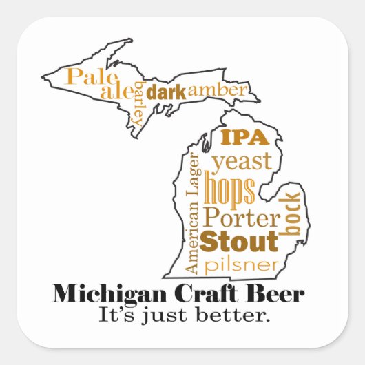 Michigan Craft Beer - Het is gewoon beter. Vierkante Sticker (Voorkant)