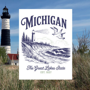 Michigan, de staat van de Grote Meren. 1837 Briefkaart
