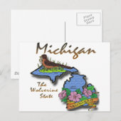 Michigan de Wolverine Staat Robin Apple Briefkaart (Voorkant / Achterkant)