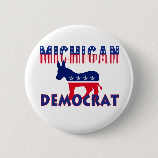 Michigan Democraat Ronde Button 5,7 Cm (Voorkant)