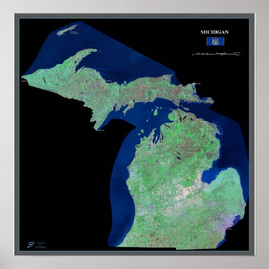 Michigan depuis l'espace affiche satellite (Devant)
