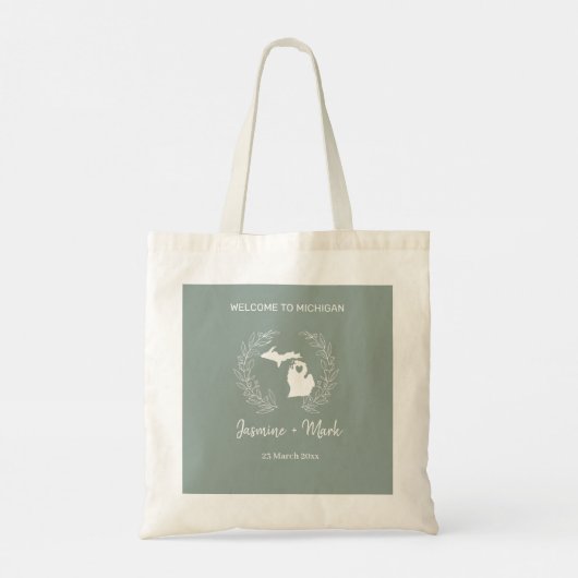Michigan Destination Wedding Welkom Tote Bag (Achterkant)