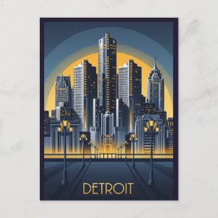 Michigan Detroit Art Deco Style Briefkaart