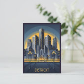 Michigan Detroit Art Deco Style Briefkaart (Staand voorkant)