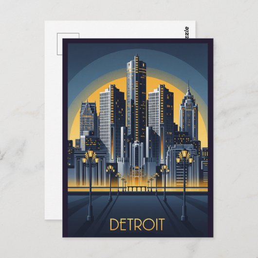 Michigan Detroit Art Deco Style Briefkaart (Voorkant / Achterkant)