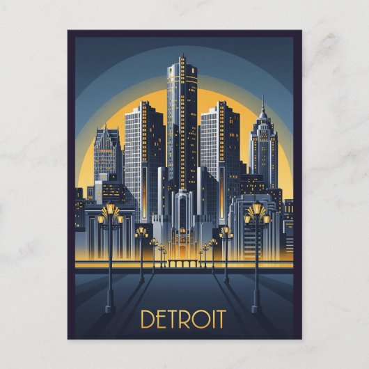 Michigan Detroit Art Deco Style Briefkaart (Voorkant)