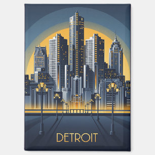 Michigan Detroit Art Deco Style Magneet