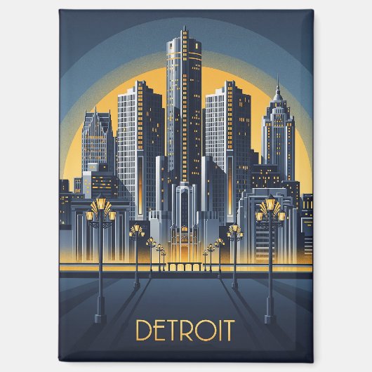Michigan Detroit Art Deco Style Magneet (Voorkant)
