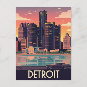 Michigan Detroit Reizen Briefkaart