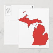 Michigan: Een RODE Staat Briefkaart (Voorkant / Achterkant)