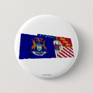 Michigan en Detroit Flags Ronde Button 5,7 Cm