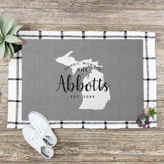 Michigan Family Monogram State Doormat Deurmat