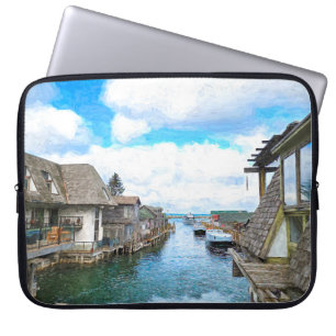 Michigan Fish Town Painting Laptop Sleeve