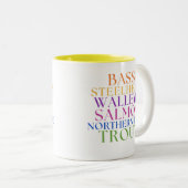 Michigan Fishing Rainbow Text Fisherwoman Mug (Devant droit)