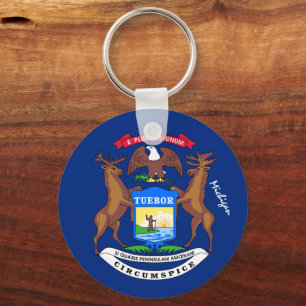 Michigan Flag & Michigan-vakantie, patriotten/spor Sleutelhanger