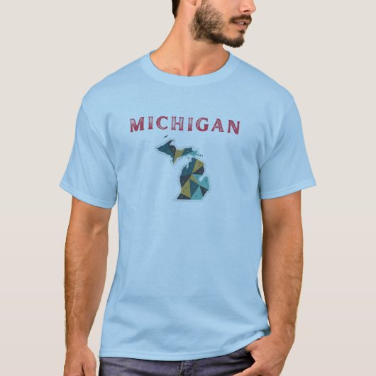 Michigan Geometric Map T-Shirt | Minimalist State  (Voorkant)