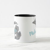 Michigan Gray Blue Poppies Floral Pattern Mok (Midden)